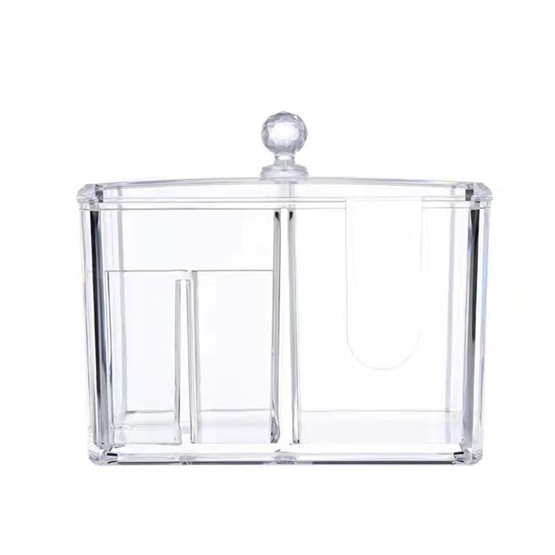 cotton swab box desktop dresser dust-proof lipstick transparent acrylic cosmetic storage box with cover