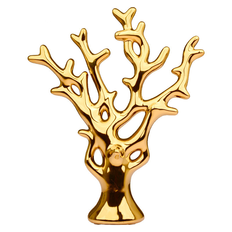 Creative minimalist wine cabinet ceramic gold silver ceramic tree living room decoration