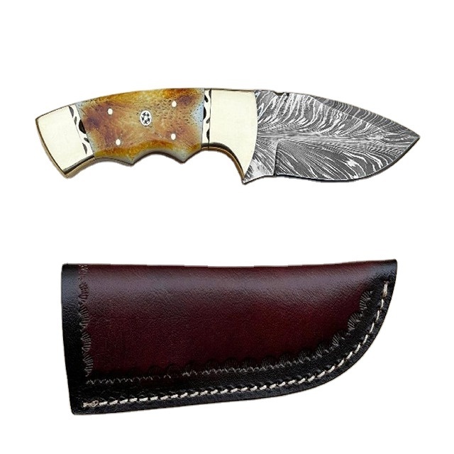 Damascus Blade Hunting Knife Lot Stock Ready Shipping Best Price Made In Pakistan With Leather Sheath Trending