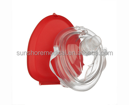 Medical Supply First Aid Disposable PVC CPR Mask Outdoor Face Shield CPR Mask with One-Way Valve