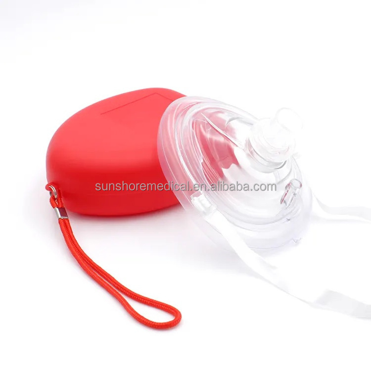 Medical Supply First Aid Disposable PVC CPR Mask Outdoor Face Shield CPR Mask with One-Way Valve