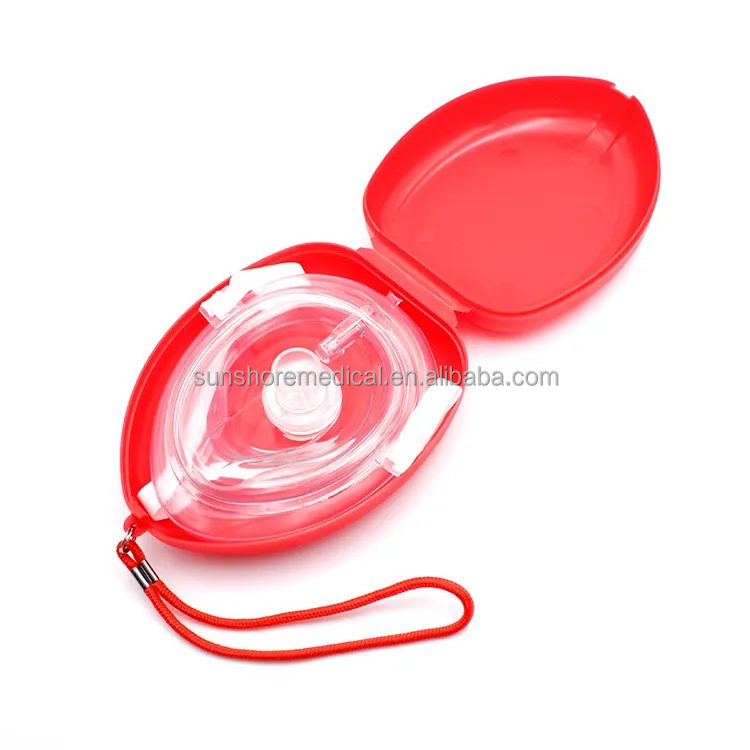 Medical Supply First Aid Disposable PVC CPR Mask Outdoor Face Shield CPR Mask with One-Way Valve