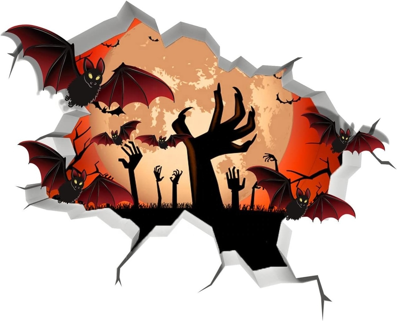 Custom 3d Waterproof Horror Halloween Removable Decoration Bedroom Wall Sticker