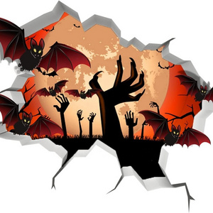 Custom 3d Waterproof Horror Halloween Removable Decoration Bedroom Wall Sticker