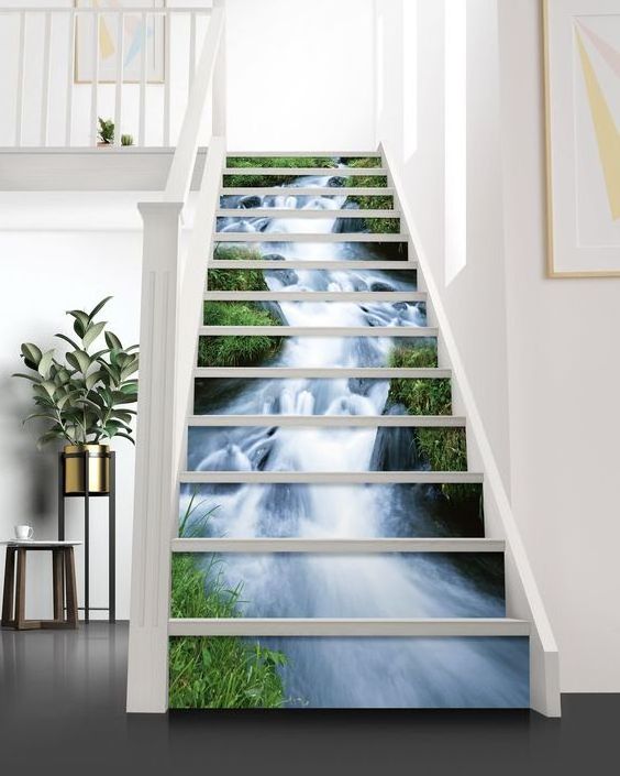 Custom 3D Ocean Beach Self-Adhesive Stair Risers Stickers