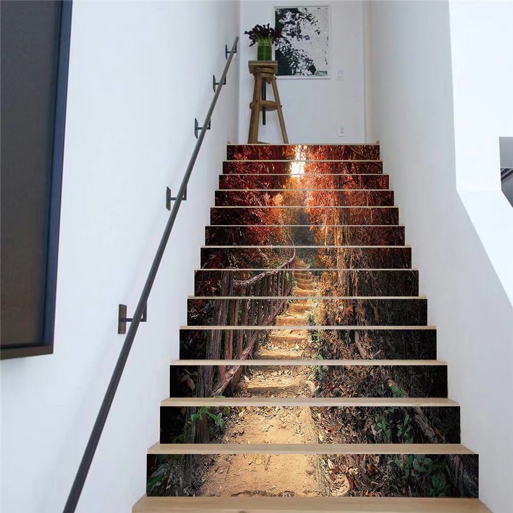 High Quality 3D Stair Decals Kids Room Corner Stairs Door Window Interio Decoration Stair Sticker