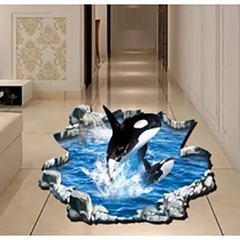 Custom Vinyl  Bathroom Floor Sticker Waterproof Tiles Plastic Flooring Stickers