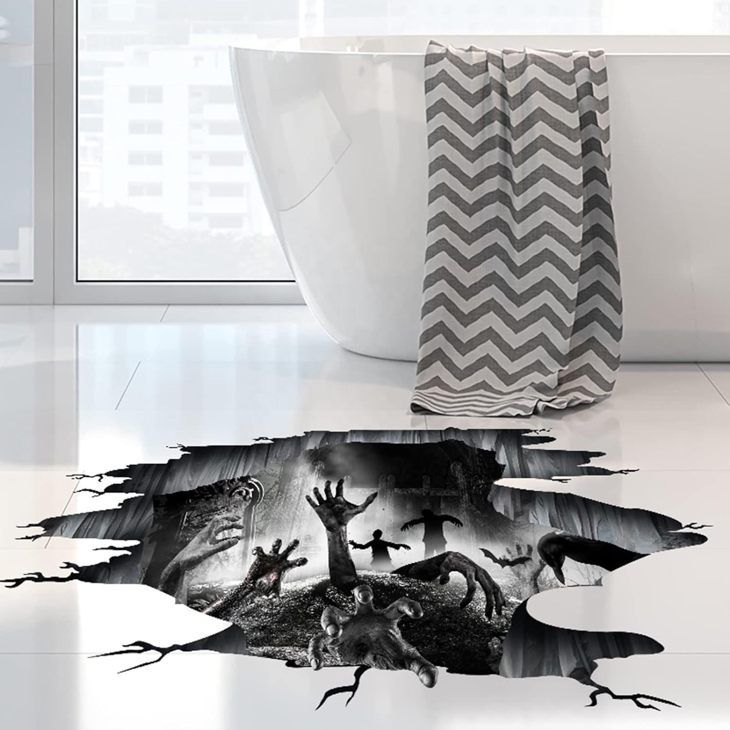 Customized 3d Removable Scary Halloween Floor Wall Waterproof Sticker Decals Decorations for Bedroom