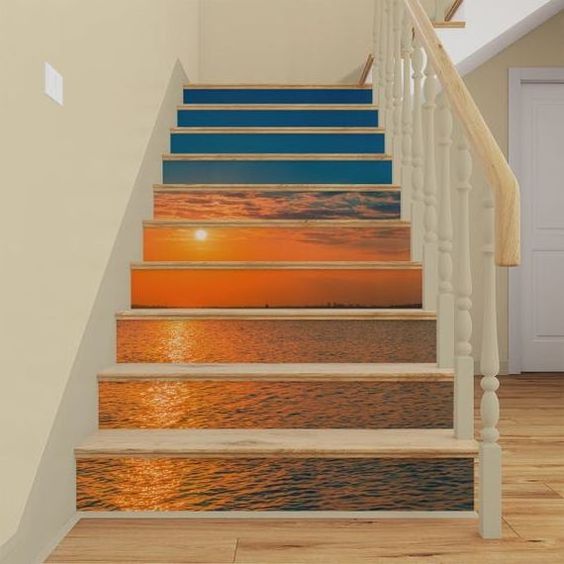 High Quality 3D Stair Decals Kids Room Corner Stairs Door Window Interio Decoration Stair Sticker