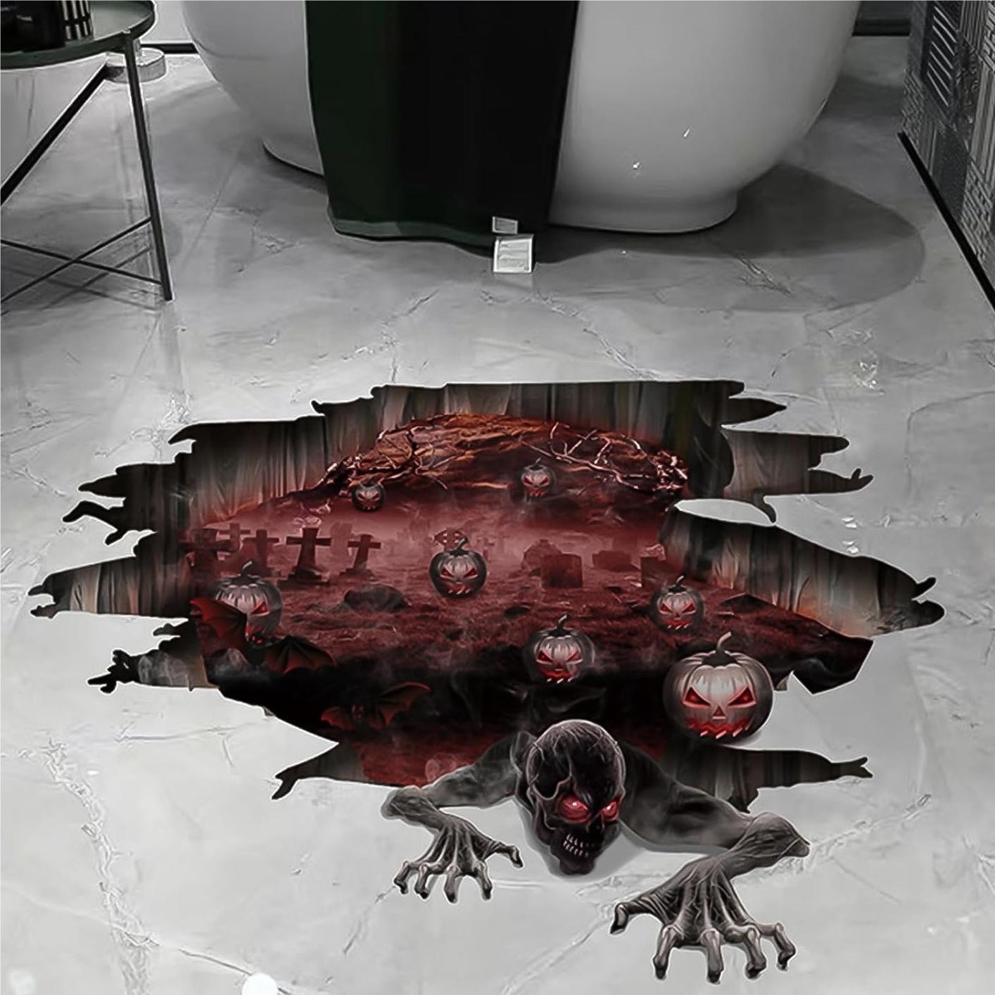 Customized 3d Removable Scary Halloween Floor Wall Waterproof Sticker Decals Decorations for Bedroom