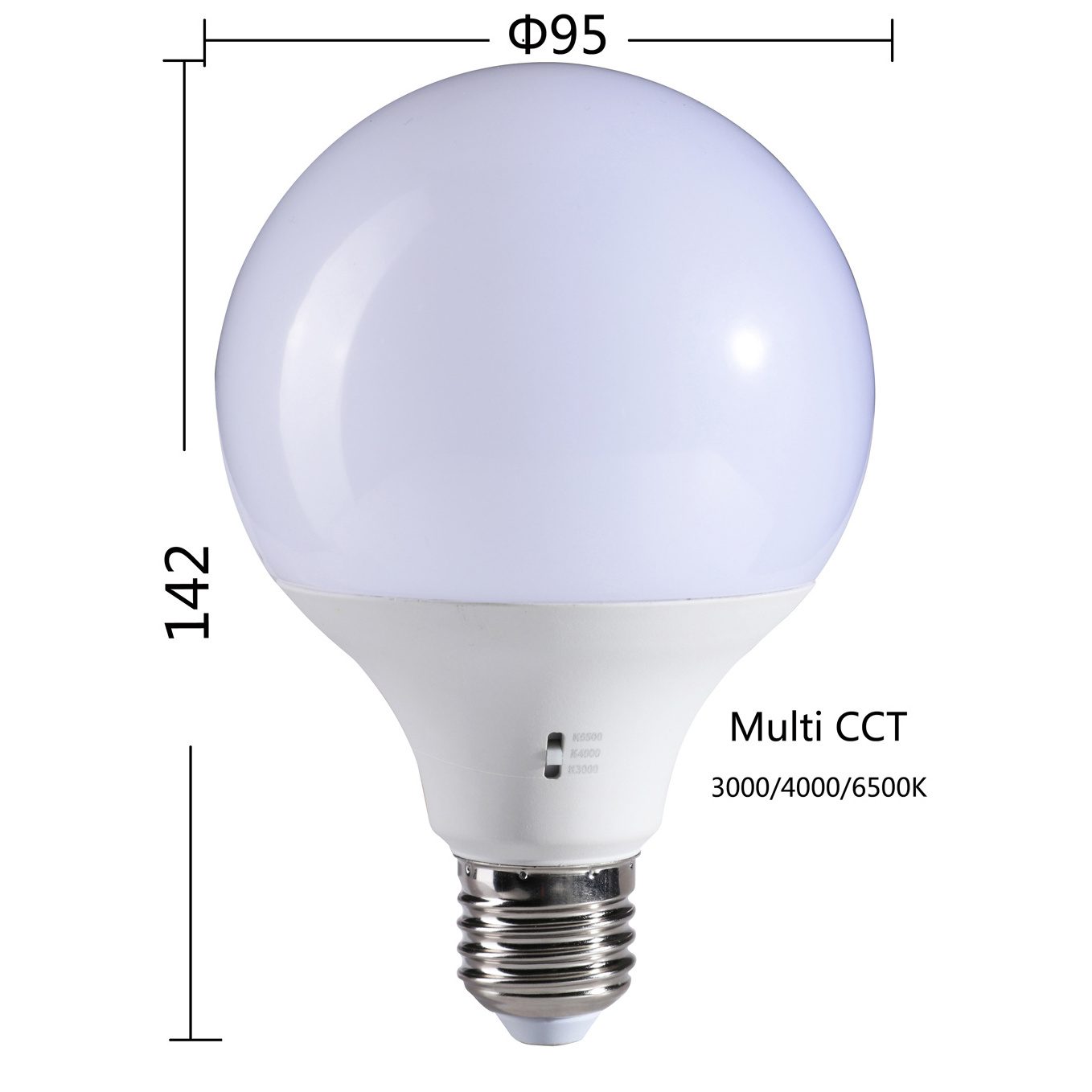 3 CCT Dimmable G95 12W LED Bulb CCT Adjustable Lamp