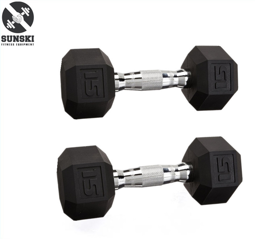 hex dumbbell set Black Hex Rubber Coated Dumbbell