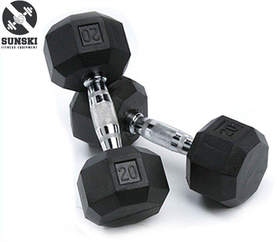 hex dumbbell set Black Hex Rubber Coated Dumbbell