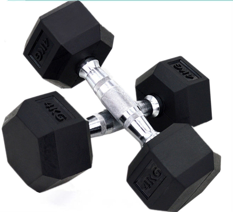 hex dumbbell set Black Hex Rubber Coated Dumbbell