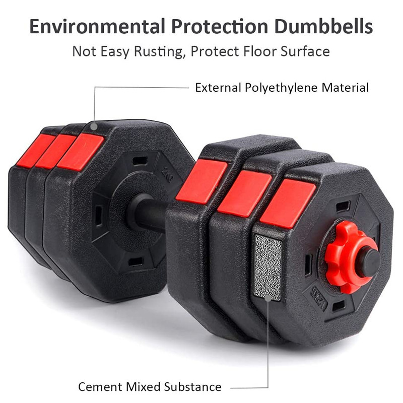 Adjustable Vinyl Cement Dumbbell Set With A Connector