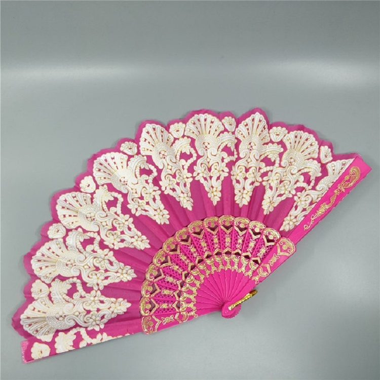 Attractive Best Quality Spain Style Plastic Folding Fan Peacock Lace Fan Ladies Dance Gilding Fan (Royal Blue)