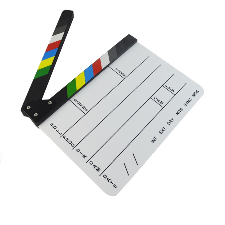 Best Quality 30 X 25cm English Colorful Acrylic Clapperboard TV Film Movie Accessories Clapper Board