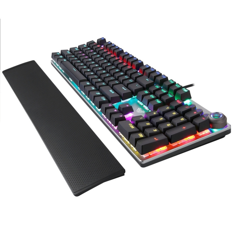 Quick Delivery Time AULA F2088 108 Keys Mixed Light Mechanical Blue Switch Wired USB Gaming Keyboard