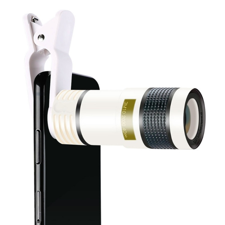 Ex-factory price2 PCS 12X Telephoto Telescope Camera Zoom Mobile Phone External Lens(White)