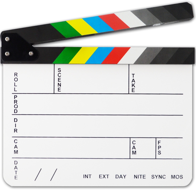 Best Quality 30 X 25cm English Colorful Acrylic Clapperboard TV Film Movie Accessories Clapper Board