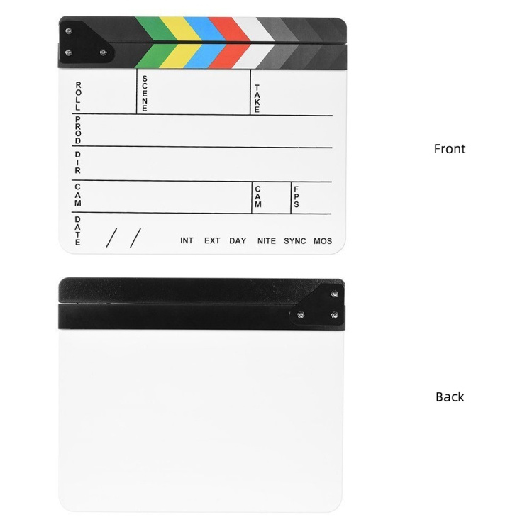 Best Quality 30 X 25cm English Colorful Acrylic Clapperboard TV Film Movie Accessories Clapper Board