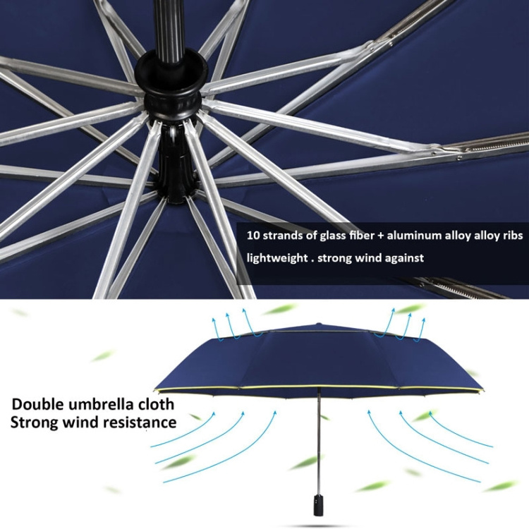 Best Quality Sunny and Rainy Umbrella Fully-Automatic Double Rain 3 Folding Wind Resistant Travel Business Big Umbrella