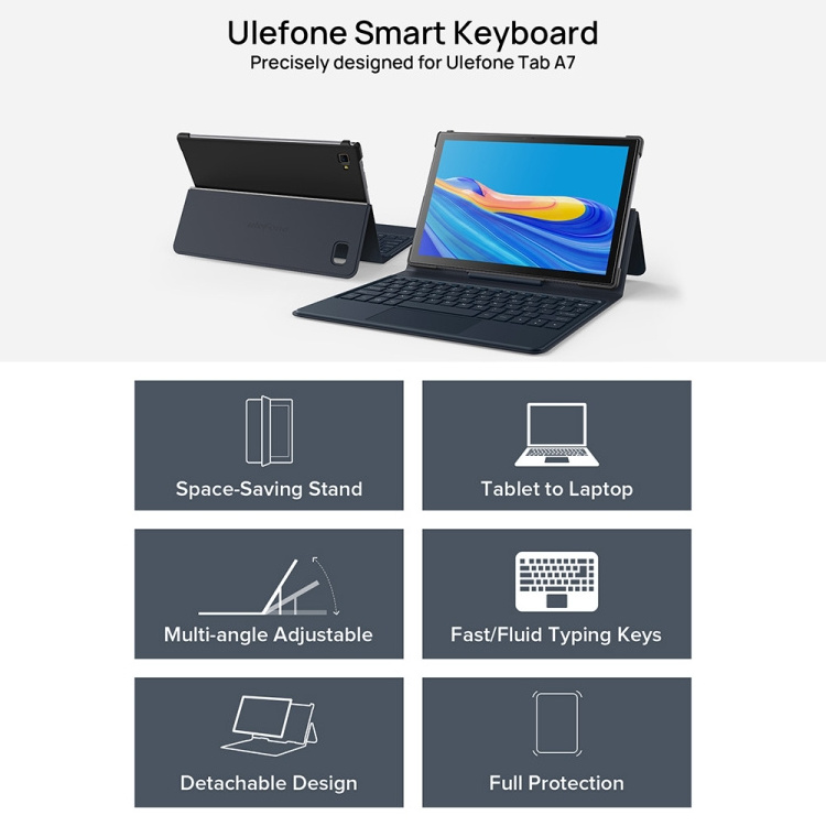 Original Fast Shipping Horizontal Flip PU Leather Smart Keyboard Tablet Case with Holder for Ulefone Tab A7