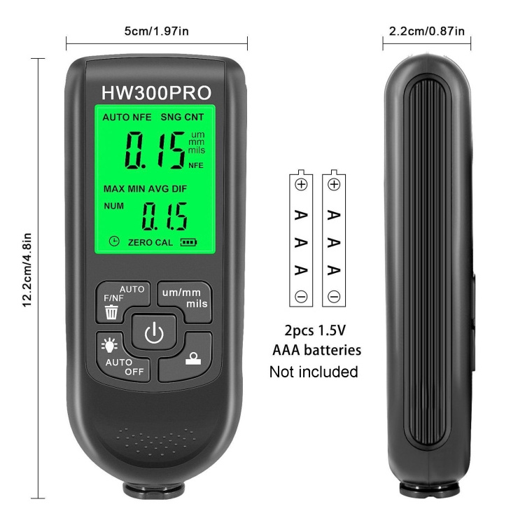 China Manufacturer HW-300PRO High Precision Coating Paint Powder Layer Thickness Gauge Anti-slip Paint Film Gauge