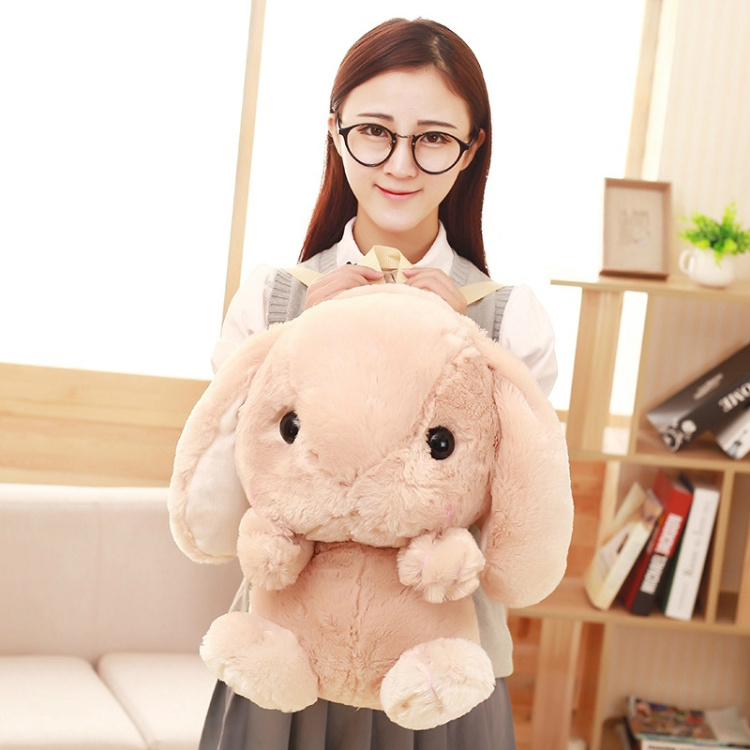 Hot selling Plush Rabbit Long Ear Bunny Kids Bag Student Plush Toys Children Backpack(White)