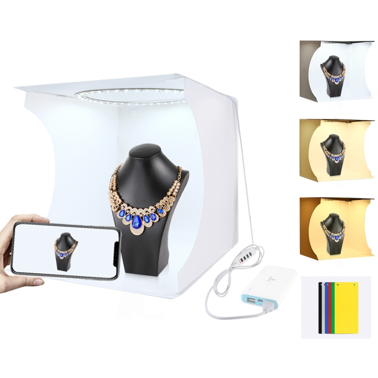 PULUZ 30cm Ring Light Photo Studio Box With 6 Colors Backdrops Folding Studio Box For Jewelry Toys Watches