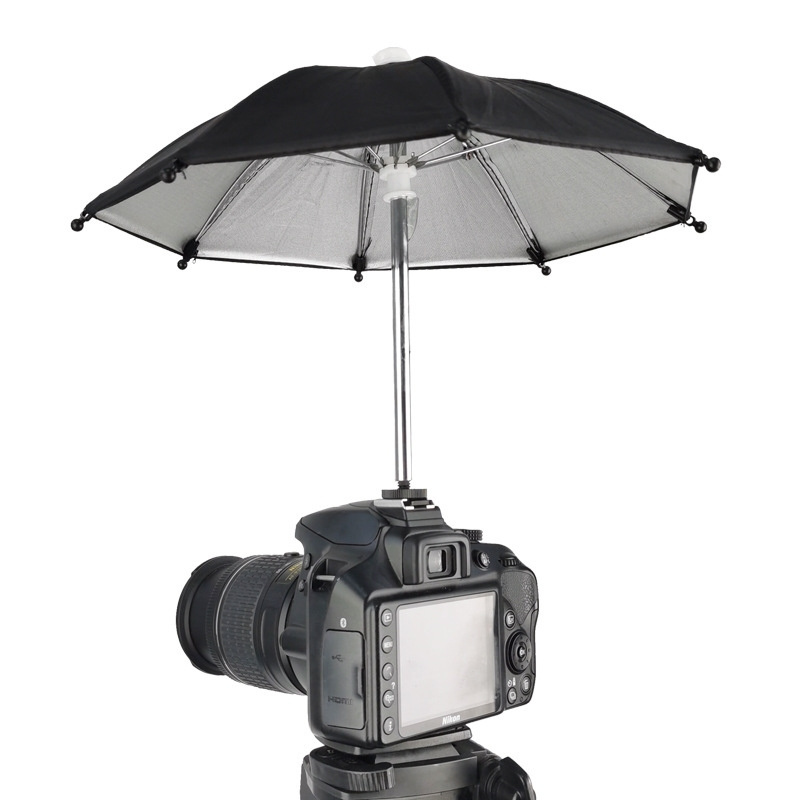 Polyester and Silver Matte Rubber Camera Mini Waterproof Sunscreen Umbrella