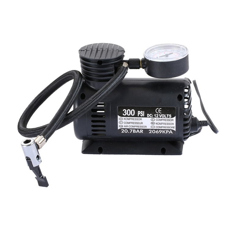 300PSI 12V Vehicle Tire Inflator Portable Mini Auto Electric Air Compressor Wired Car Inflator with 3 Pneumatic Nozzle