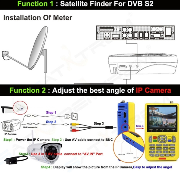 Hottest Selling iBRAVEBOX V8 TV Digital Satellite Signal Finder Meter 3.5 Inch LCD Screen Satellite TV Receivers