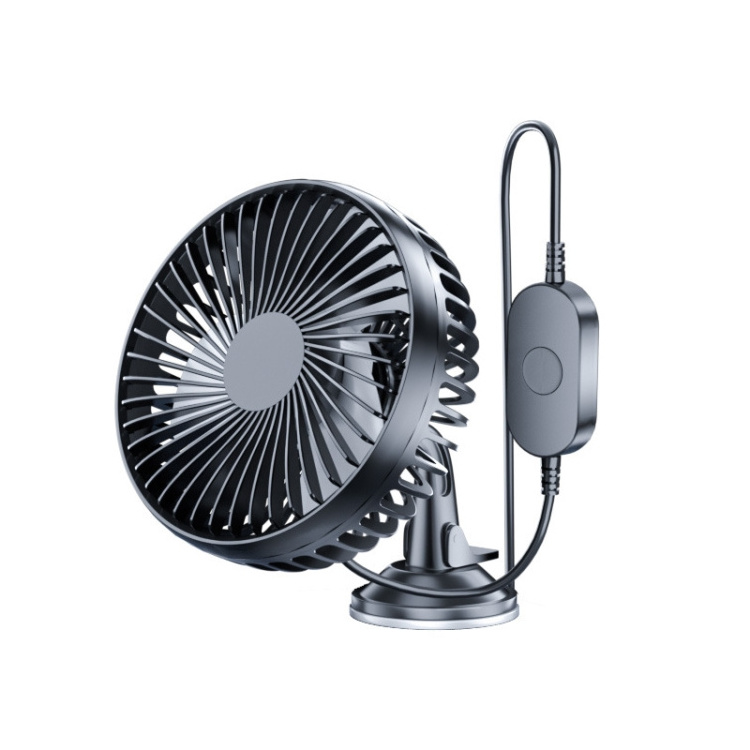 SUITU 12V/24V Mini Car Fan USB Charging Single Head 3 Blades Fan 360 Degree Cooling Low Noise Vehicle Fan