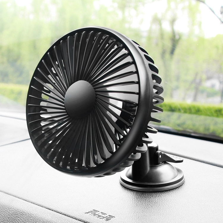 SUITU 12V/24V Mini Car Fan USB Charging Single Head 3 Blades Fan 360 Degree Cooling Low Noise Vehicle Fan