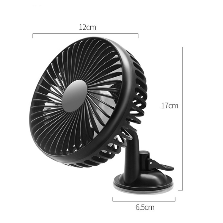 SUITU 12V/24V Mini Car Fan USB Charging Single Head 3 Blades Fan 360 Degree Cooling Low Noise Vehicle Fan