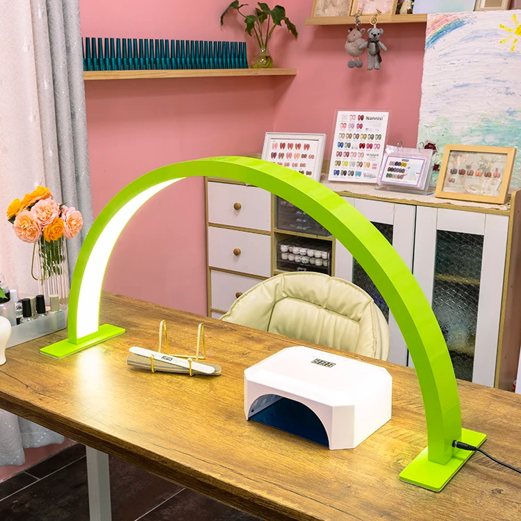 Lampara de arco Mesa LED Anillo de luz de media luna para salon de unas lampara para unas productos de unas