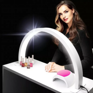 Lampara de arco Mesa LED Anillo de luz de media luna para salon de unas lampara para unas productos de unas