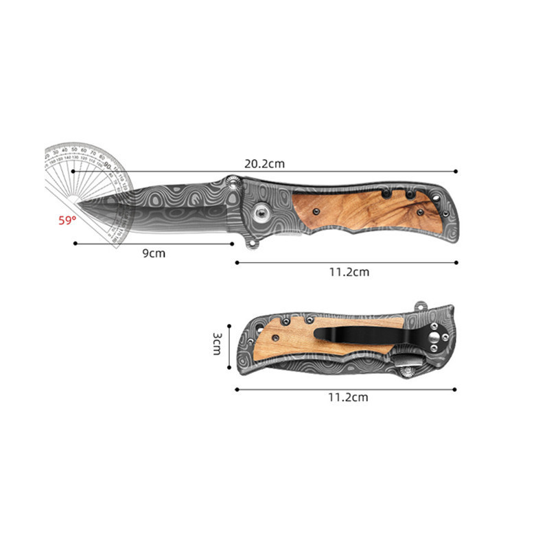 Hot Sale Stainless steel blade Engraved Olive Wood Handle EDC knives Outdoor Camping Hunting Folding Custom Pocket Knife