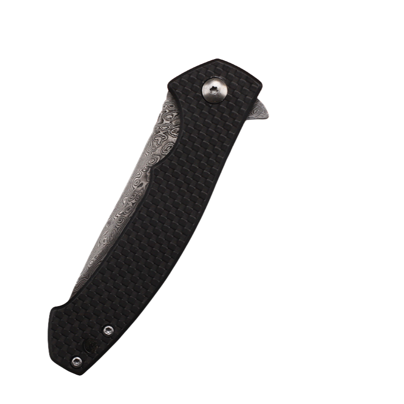 Carbon Fiber & Damascus Steel Liner Lock Knife