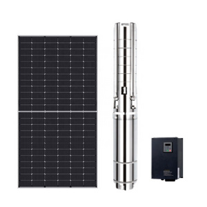 Water solar pump system 5kw 5.5kw ac dc 4" outlet solar panel for agriculture irrigation submersible pump