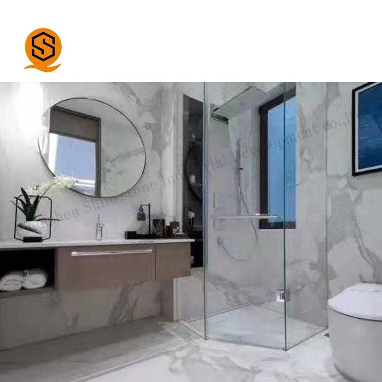 White calcutta marble slab quartz stone calcutta marble tile wall panel bathroom curved walls