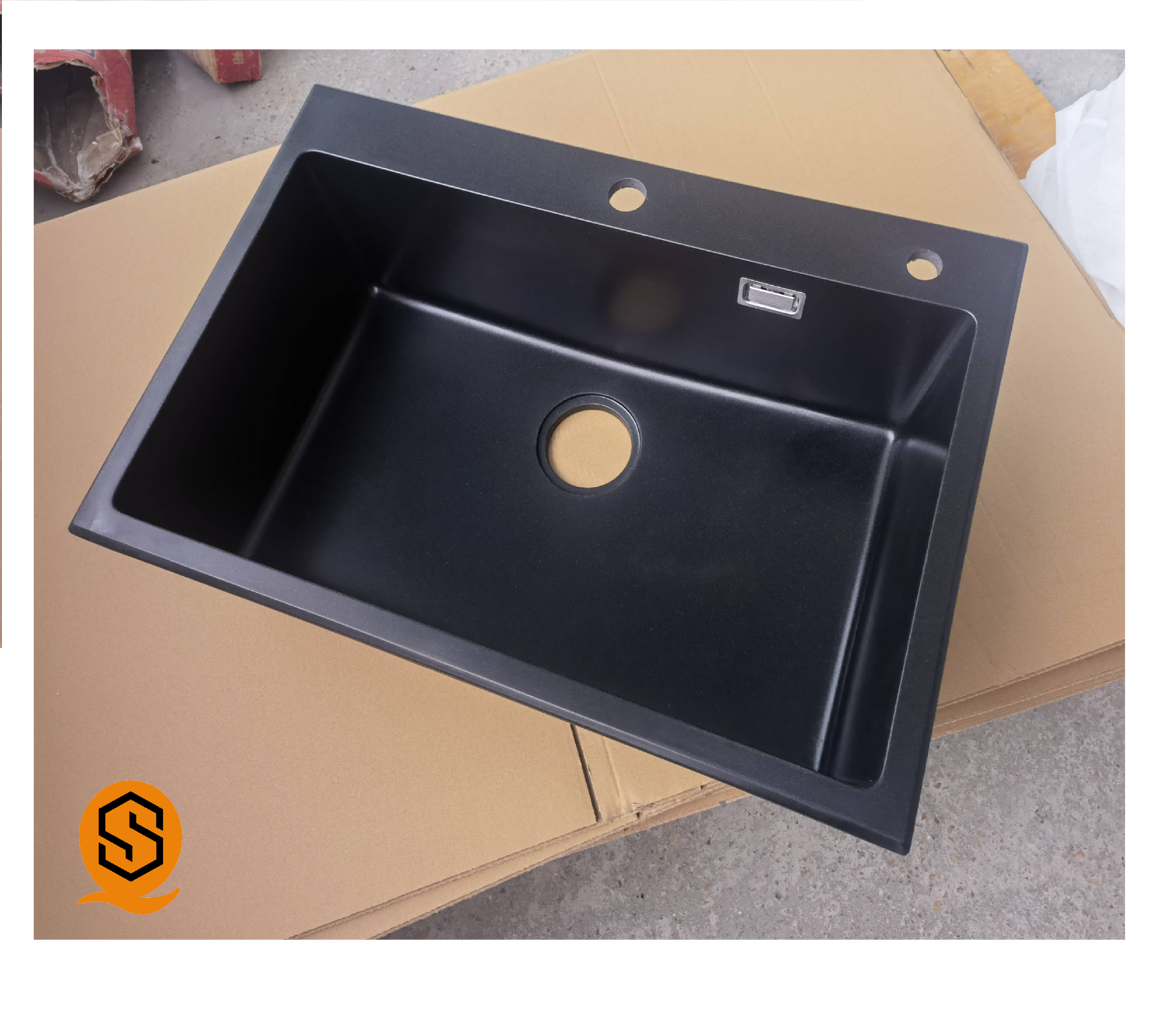 28inch single bowl sink for kitchen furniture quality durable quartz stone black sink