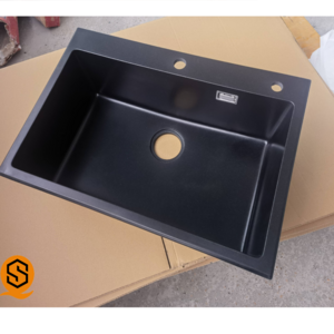 28inch single bowl sink for kitchen furniture quality durable quartz stone black sink