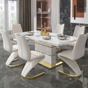 New Luxury Modern Hot Sale Customizable Dining Room Home Furniture 6 Dining Chairs Dinner Table With Chair For Sale