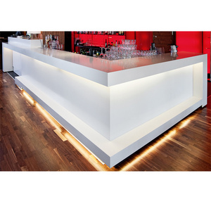 Commercial white bar counter Acrylic L Shape Juice Cafe Salad night club Bar Table Cashier Counter