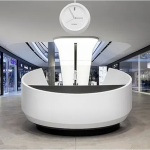 Shopping mall customer service counter fancy round two seats solid surface stone circular reception desk round