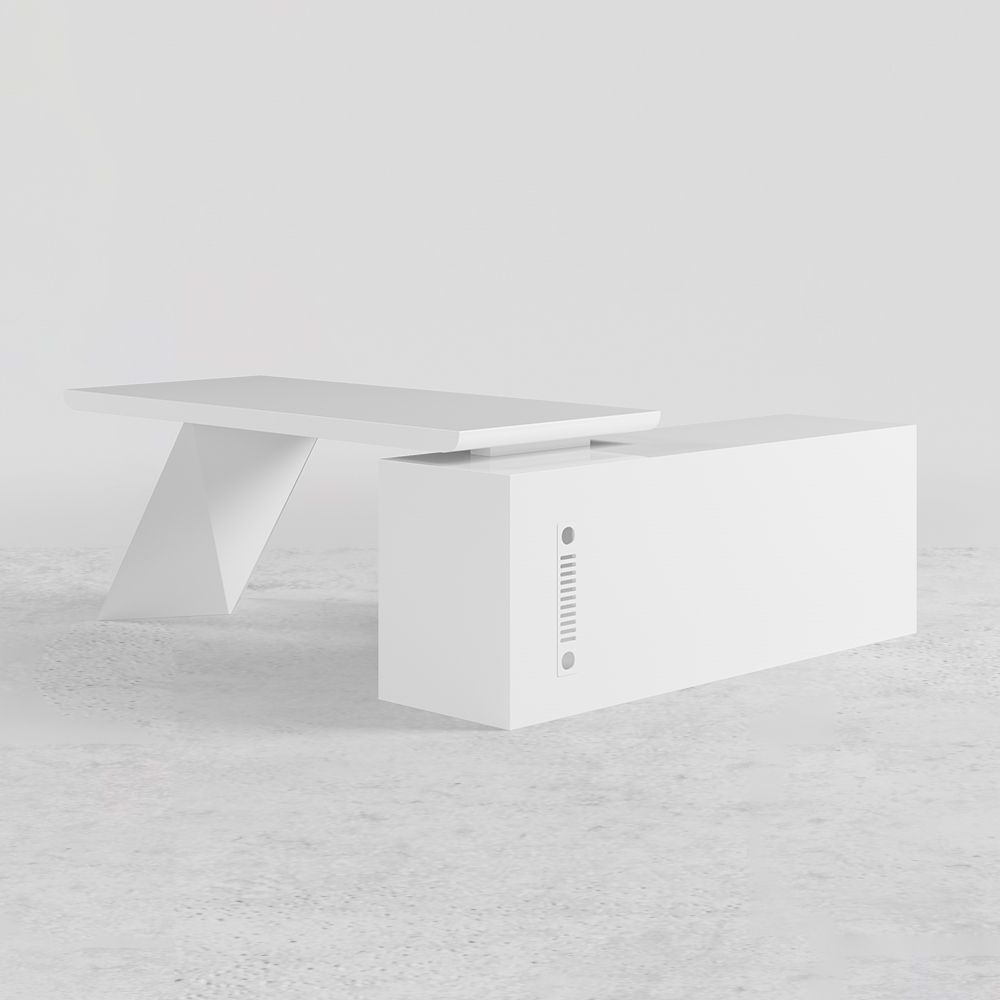 Simple design wooden white L shape office table executive luxury office furniture for CEO