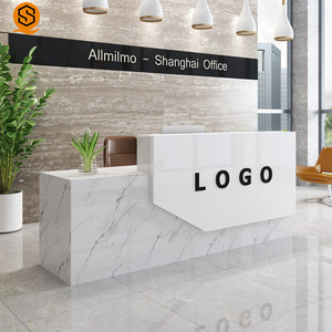 Custom Modern Wood Led Salon Gym Shop Cash Counter Hotel Salon Spa White Reception Desk For Sale