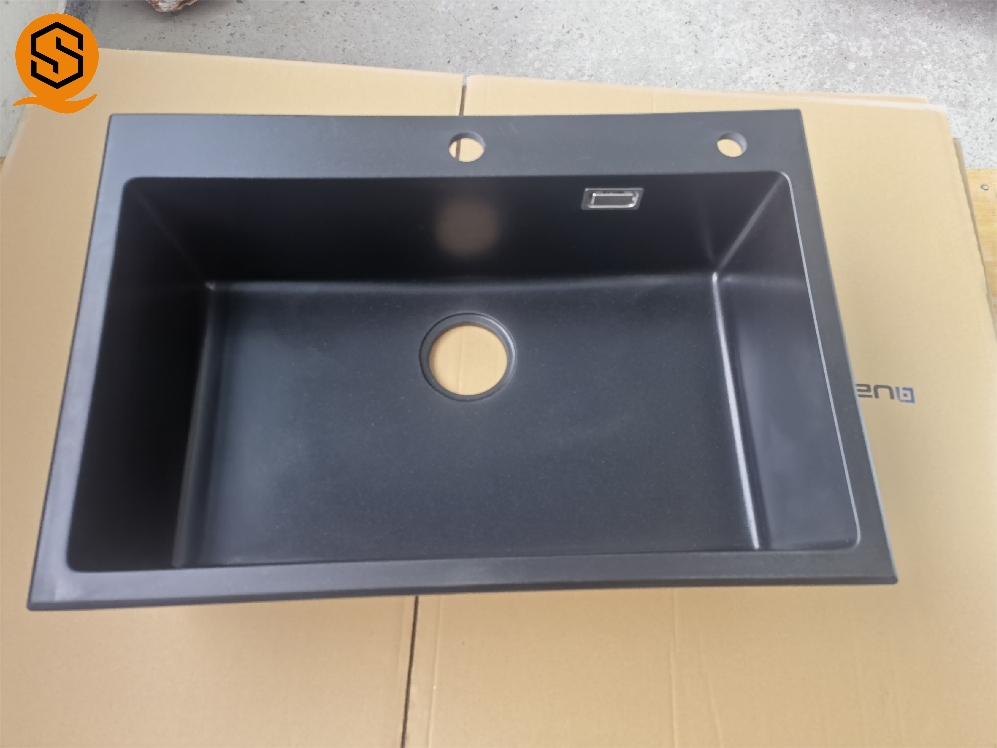 28inch single bowl sink for kitchen furniture quality durable quartz stone black sink